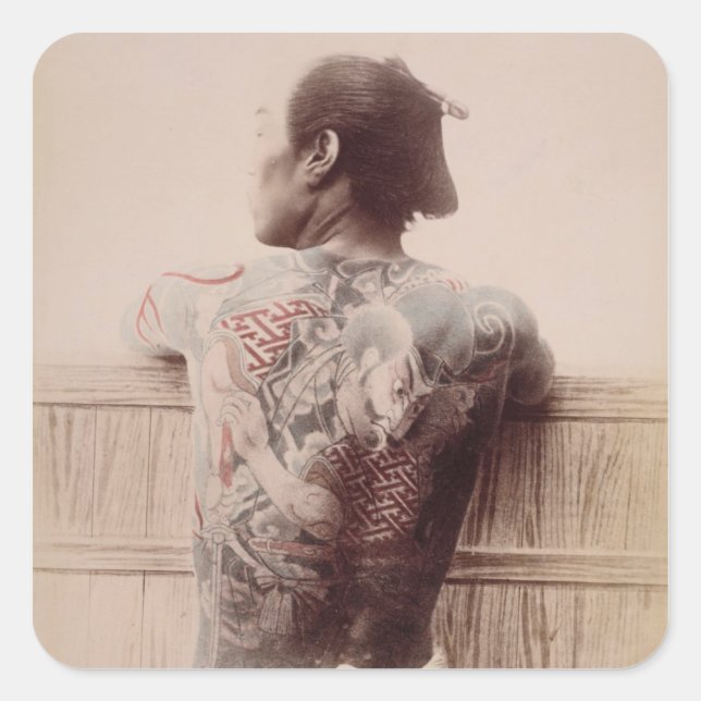 Japanese Bridegroom's Tattoos, c.1880 (photo) Square Sticker (Front)