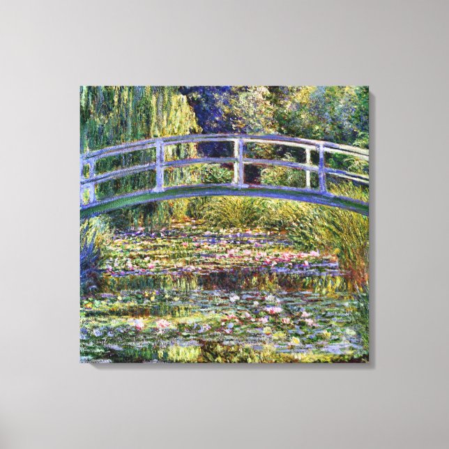 Japanese Bridge and Water Lily Pond Canvas Print (Front)