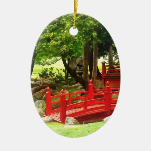 Japanese Bridge Ceramic Tree Decoration (Front)