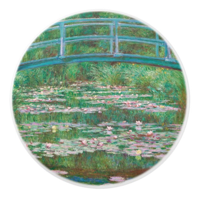 Japanese Bridge Claude Monet Fine Art Ceramic Knob (Front)