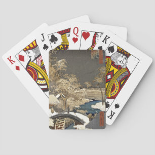 Japanese Bridge in the Snow Playing Cards