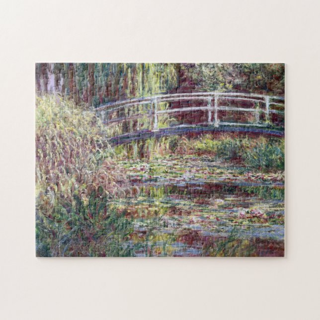 Japanese Bridge Symphony in Rose Monet Fine Art Jigsaw Puzzle (Horizontal)