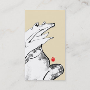 Japanese brush style frog illustration business card