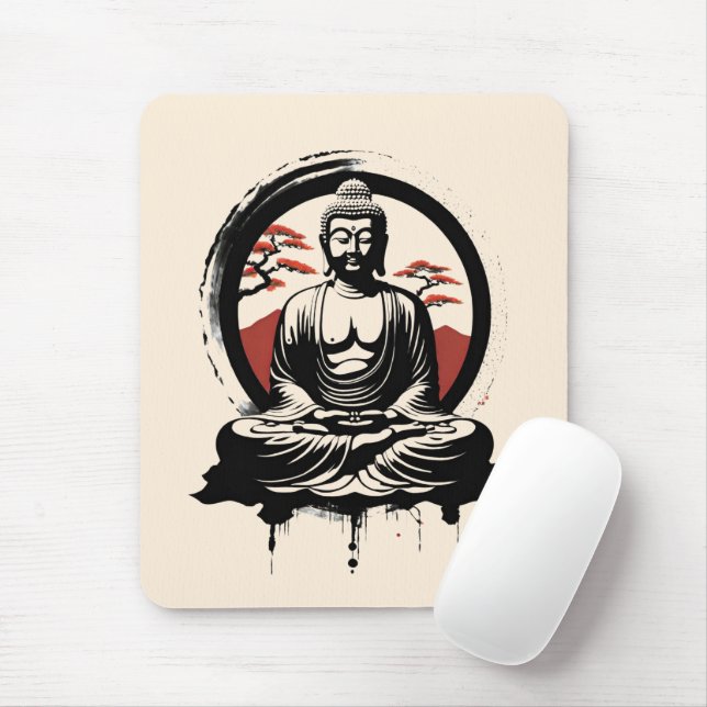 Japanese Buddha Zen  Mouse Mat (With Mouse)