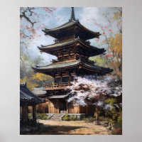 Japanese Buddhist Temple Art Print Poster