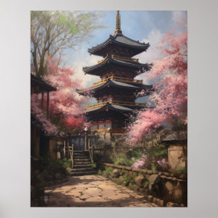 Japanese Buddhist Temple Art Print Poster