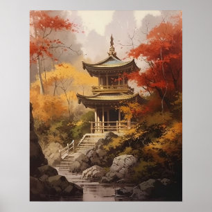 Japanese Buddhist Temple Art Print Poster