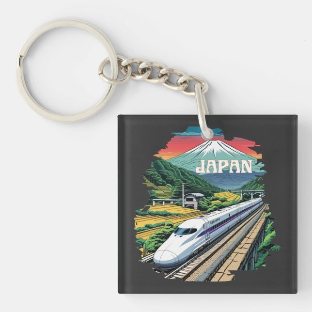 Japanese Bullet Train and Mount Fuji Key Ring (Front)