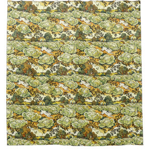 Japanese Bunnies in a Cabbage Garden Shower Curtain