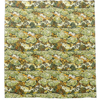 Japanese Bunnies in a Cabbage Garden Shower Curtain