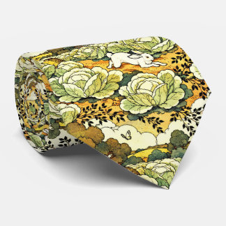 Japanese Bunnies in a Cabbage Garden Tie