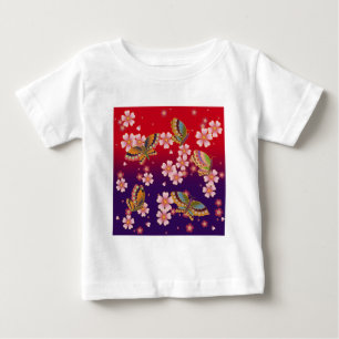 Japanese Butterflies Amid Sakura Blossoms Baby T-Shirt