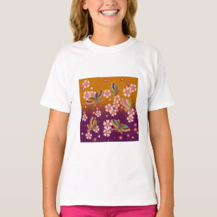 Japanese Butterflies Amid Sakura Blossoms T-Shirt
