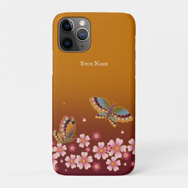 Japanese Butterflies Sakura Blossoms Personalised Case-Mate iPhone Case (Back)