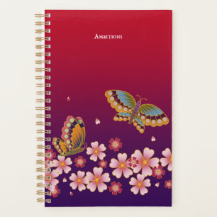 Japanese Butterflies Sakura Blossoms Personalised Planner