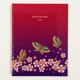 Japanese Butterflies Sakura Blossoms Personalised Planner