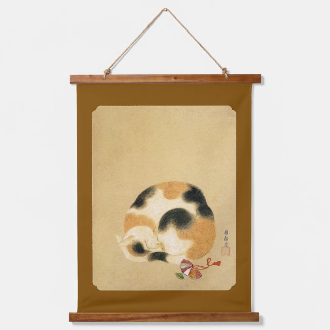 Japanese Calico cat, Hanabusa Itchō Hanging Tapestry (Front)