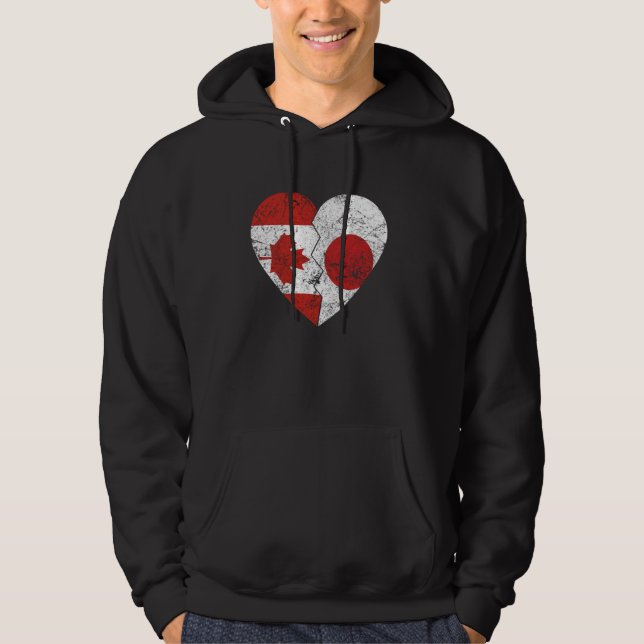 Japanese Canadian Flags Heart Canada Japan Roots V Hoodie (Front)