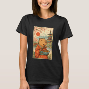 Japanese Capybara Eating Takoyaki Kimono Fuji Cher T-Shirt