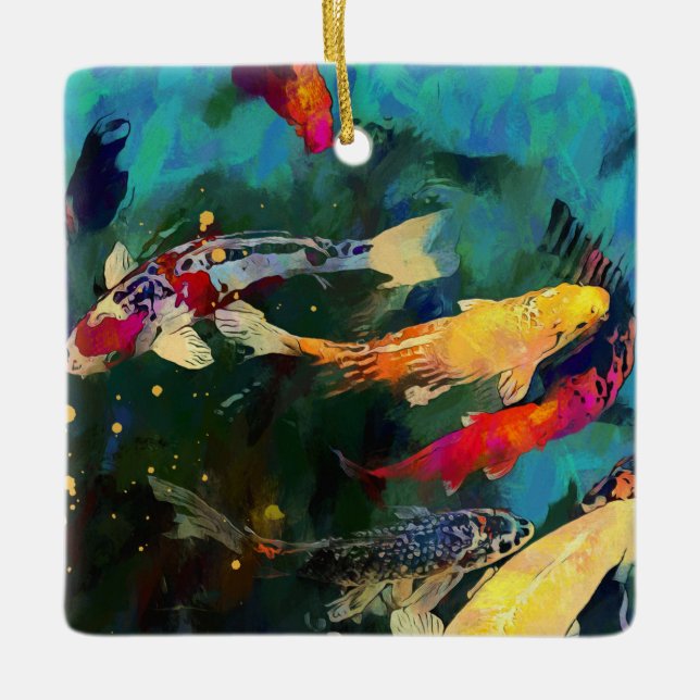 Japanese carp Ceramic Ornament (Front)