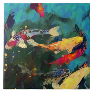 Japanese carp Ceramic Tile