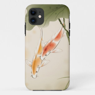 Japanese Carp fishes swimming in lotus pond iPhone 11 Case