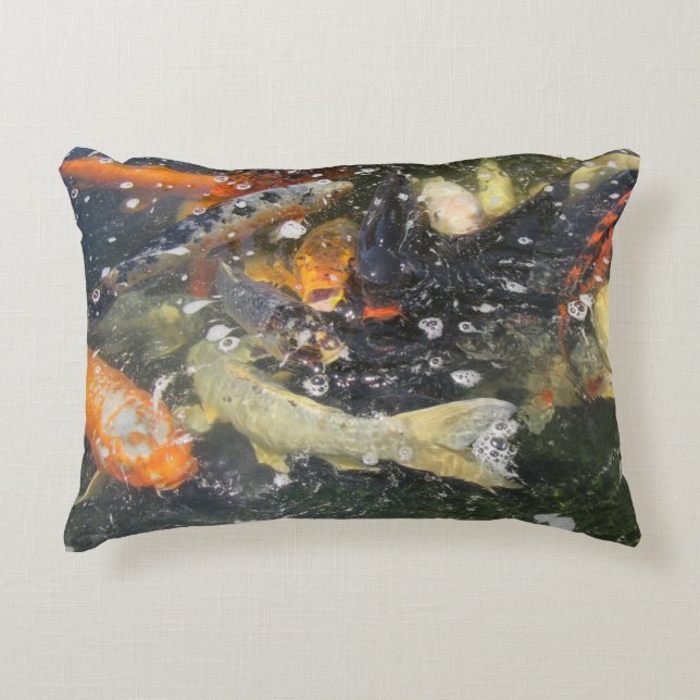 Japanese Carp Koi Fish Swimming  Decorative Cushion (Front)