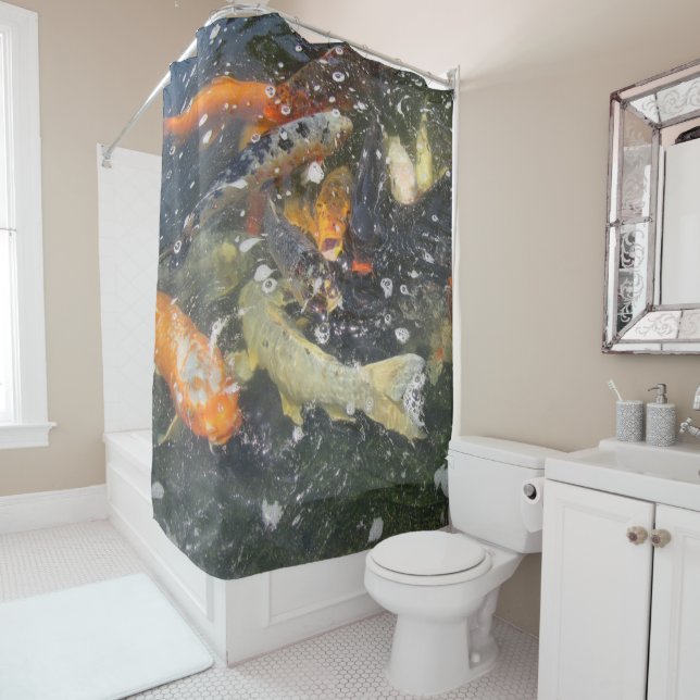 Japanese Carp Koi Fish Swimming  Shower Curtain (In Situ)