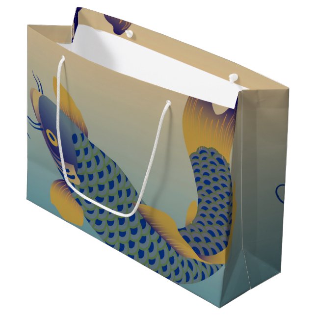 Japanese Carp Pattern Large Gift Bag (Front Angled)