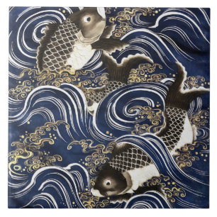 Japanese carps Ceramic Tile