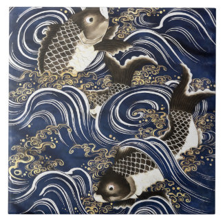 Japanese carps Ceramic Tile