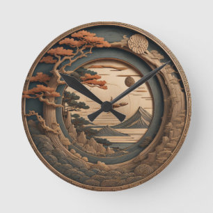 Japanese carving  round clock