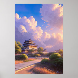 Japanese Castle at Dusk Poster