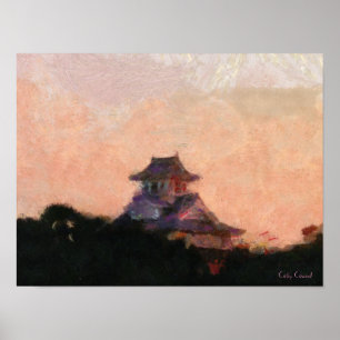 Japanese Castle Sunrise Poster