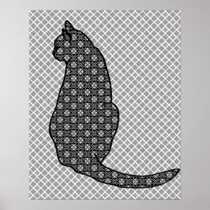 Japanese Cat - Black and White Kimono Print