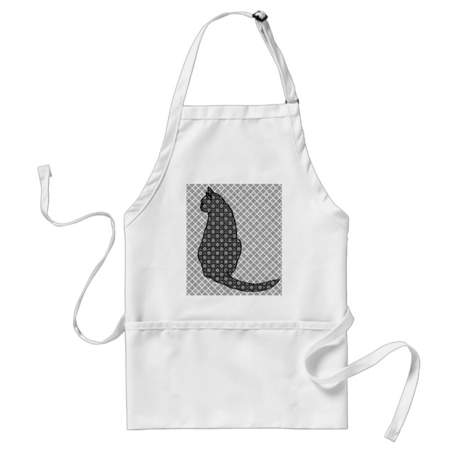 Japanese Cat - Black and White Kimono Print Standard Apron (Front)