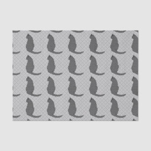 Japanese Cat - Black and White Kimono Print Tissue Paper