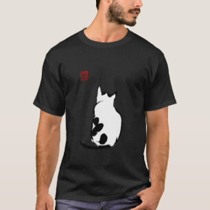 Japanese Cat Black and White T-Shirt