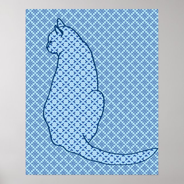 Japanese Cat - Blue Kimono Print (Front)