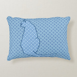 Japanese Cat - Blue Kimono Print Decorative Cushion