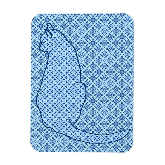 Japanese Cat - Blue Kimono Print Magnet (Vertical)