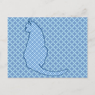 Japanese Cat - Blue Kimono Print Postcard