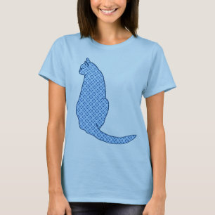 Japanese Cat - Blue Kimono Print T-Shirt