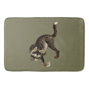 Japanese Cat Catching a Frog Bath Mat
