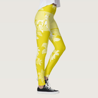 Japanese Cat & Chrysanthemum Patterns Leggings
