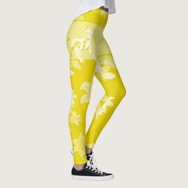 Japanese Cat & Chrysanthemum Patterns Leggings (Right)
