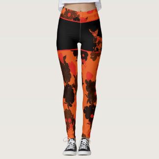 Japanese Cat & Chrysanthemum Patterns Leggings