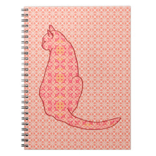 Japanese Cat - Coral Orange Batik Notebook