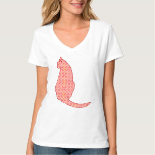 Japanese Cat - Coral Orange Batik T-Shirt
