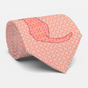 Japanese Cat - Coral Orange Batik Tie